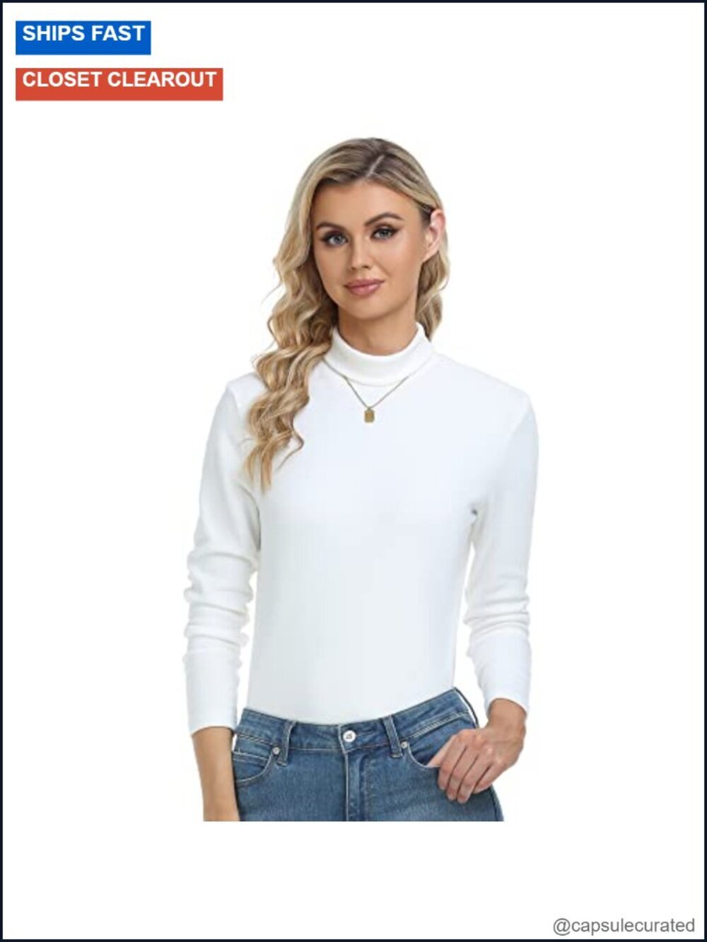 Women's Cotton Long Sleeve Turtleneck Thermal Tee - Picture 2 of 6